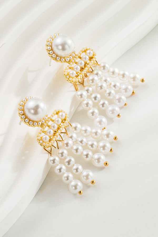 Stylish Pearl Tassel Elegant Earrings