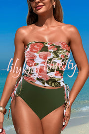 Unique Print High Waist Tie-Stretch Two-Piece Bikini Swimsuit