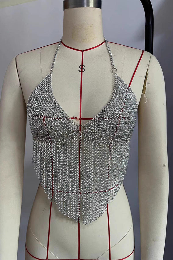 Tassel Vest Top Chain Bra Chest Chain