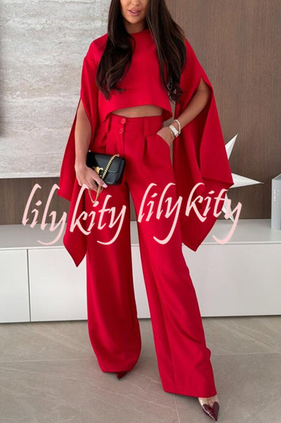 City Atelier Bell Slit Sleeve Top and High Rise Pocket Wide Leg Pants Set