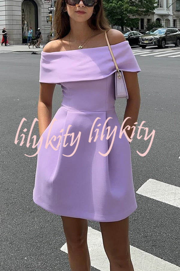 Elegant Evening Lapel Bandeau Removable Belt Pocketed Mini Dress