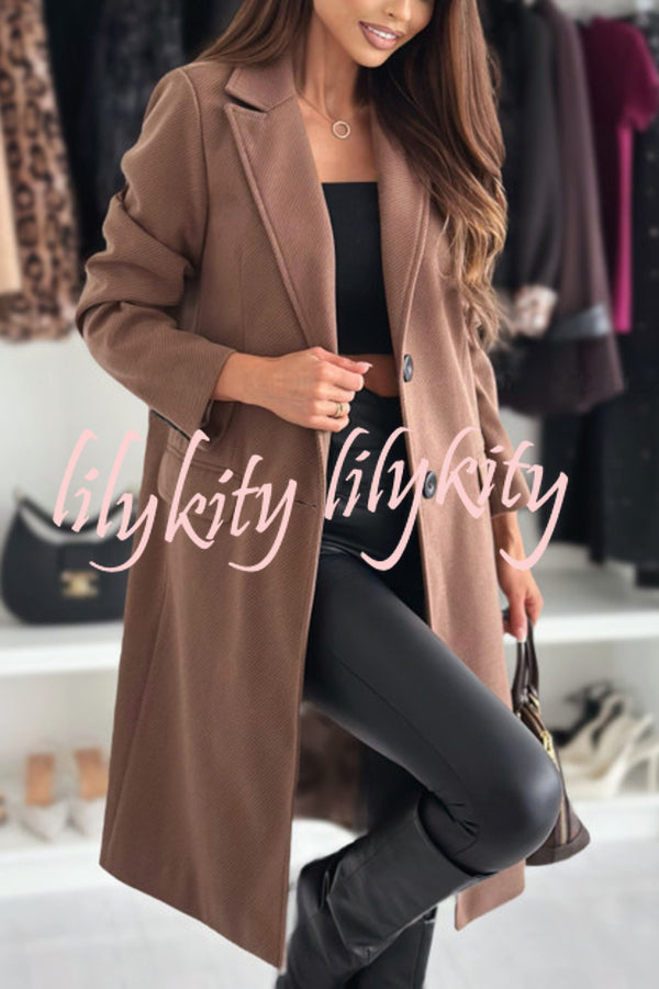 Fashionable Casual Lapel Long Sleeve Single Breasted Loose Coat