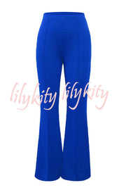 Downtown Dates High Rise Elastic Waist Stretch Flared Pants