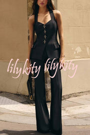Women Power High Rise Side Zipper Flare Slim Fit Pants