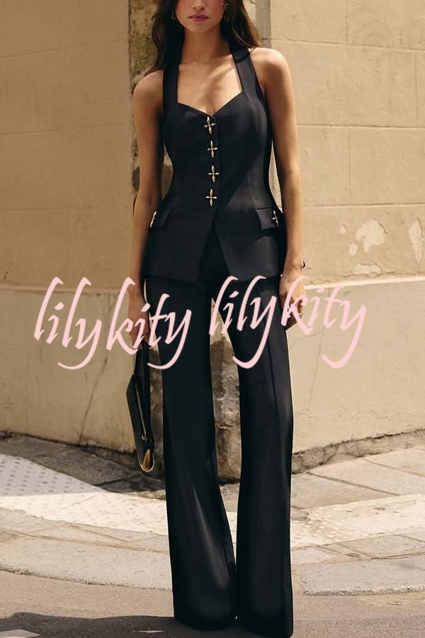 Women Power High Rise Side Zipper Flare Slim Fit Pants