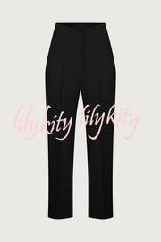 Exquisite and Fashionable High Waist Pocketed Straight Leg Pencil Pants