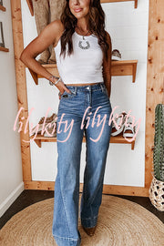 Fashion Stretch Pocket Casual Straight Jeans