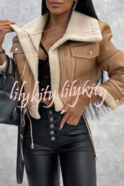 Stylish Lambswool Short Zipped Biker Jacket