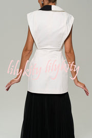 Modern Day Contrast Color Wide Sleeve Waisted Lapel Suit Vest