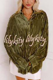 Solid Color Velvet Light-sensitive Drape Loose Shirt