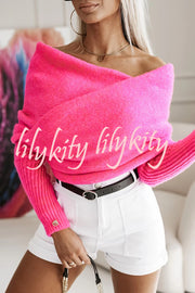 Warm in Two Ways Knit Off Shoulder Relaxed Poncho Sweater