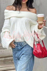 Fashionable Irregular Collar Loose Casual Knitted Sweater