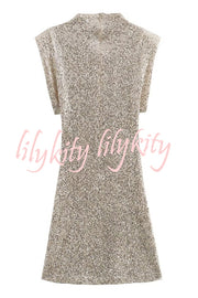 Adorable Sexy Vibes Sequin Wide Sleeve Mini Dress