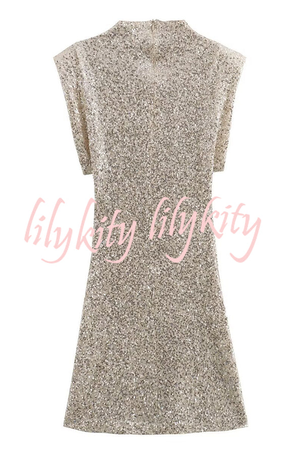 Adorable Sexy Vibes Sequin Wide Sleeve Mini Dress