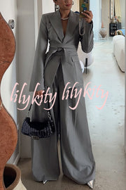 Power Girl High Rise Pleated Wide Leg Pocketed Pants