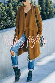 Fireside Pocketed Oversized Drape Neckline Knit Cardigan