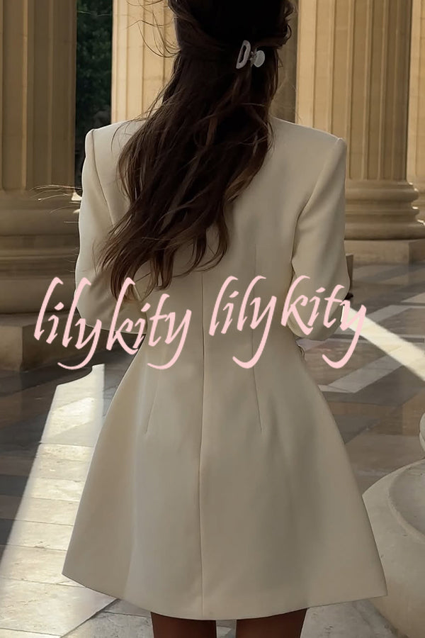 Solid Color Long-sleeved Slim-fit Button-down Casual Mini Dress