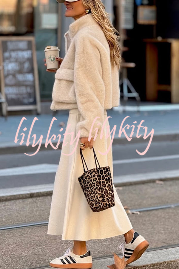 Snuggle Mode Faux Fur Zip Up Long Sleeve Pocket Teddy Jacket