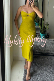 Sexy Hollow Strap Backless Slim Midi Dress