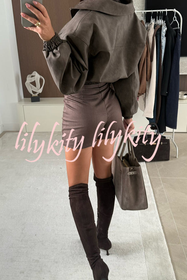 Perfect Match High Rise Zipper Waist Side Slit Skort