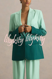 Enya Ombre Print Single Button Long Sleeve Lapel Loose Blazer