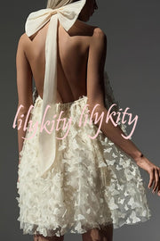 Stylish Backless Bow Elegant Butterfly Loose Mini Dress