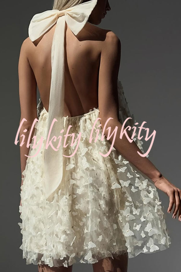 Stylish Backless Bow Elegant Butterfly Loose Mini Dress