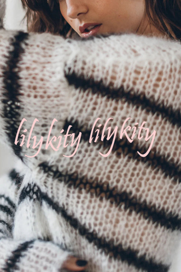 Time for Warmer Layers Fluffy Stripes Relaxed Knit Sweater