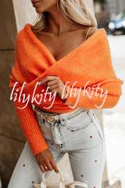 Warm in Two Ways Knit Off Shoulder Relaxed Poncho Sweater