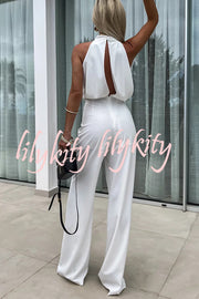 Fashionable Solid Color Sleeveless Hollow Slim Fit Jumpsuit