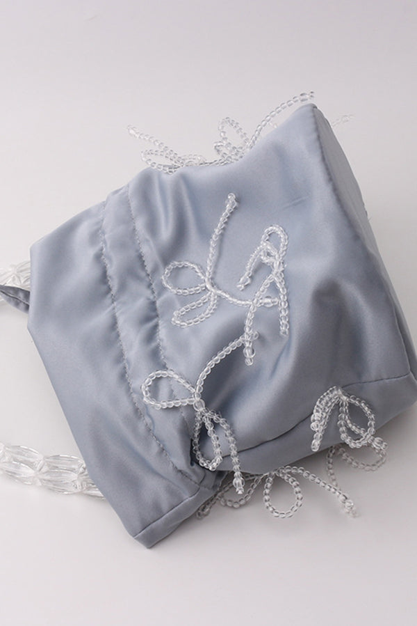 Drop-shaped Crystal-embellished Handmade Fabric Tote