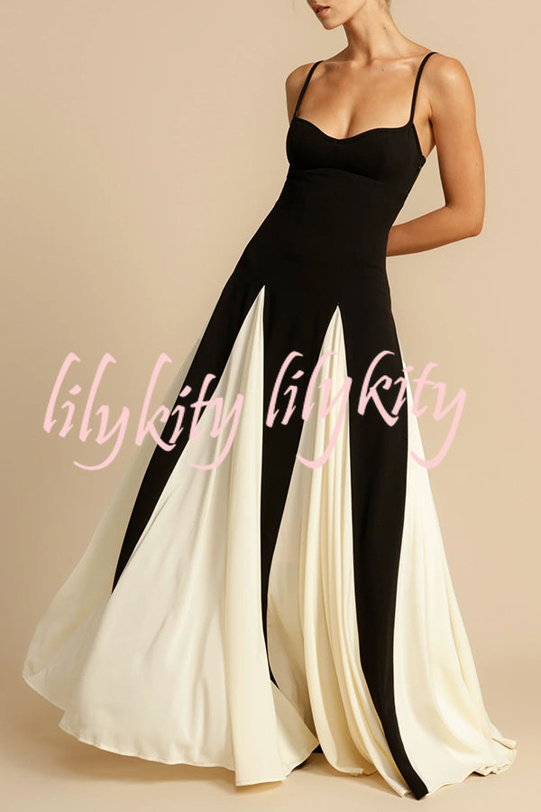 Timeless Elegance Panelled Tulle A-line Slip Maxi Dress