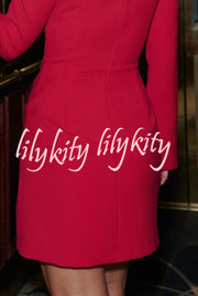 Social Season Square Neck Long Slit Neck Twist Warp Hip Mini Dress