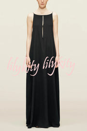 Sexy Satin Cutout Sling Backless Maxi Dress