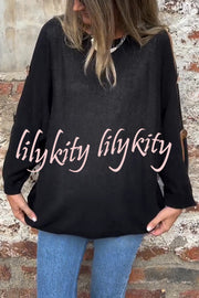 Solid Color Round Neck Hollow Long Sleeve Loose Knitted Sweater