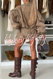 Fashion Style High Rise Elastic Waist Pocketed  Bloomer Shorts