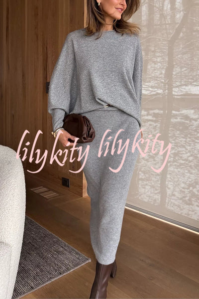 Soft and Warm Cashmere Knit Batwing Sleeve Relaxed Sweater