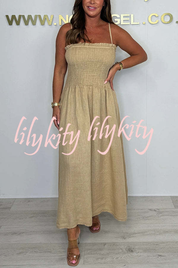 Solid Color Casual Short Jacket and Suspender Pleated Maxi Dress Set