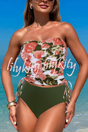 Unique Print High Waist Tie-Stretch Two-Piece Bikini Swimsuit