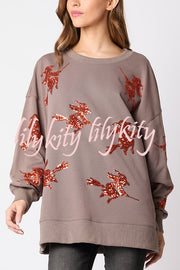 Halloween Witch Sequined Loose Casual Sweatshirt