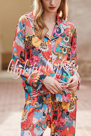 Banquet Cat Print Home Long Sleeved Two-piece Set