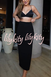 New Level High Waist Side Zipper Slit Midi Skirt