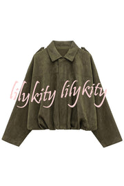 Fashion Lapel Long-sleeved Casual Bomber Jacket
