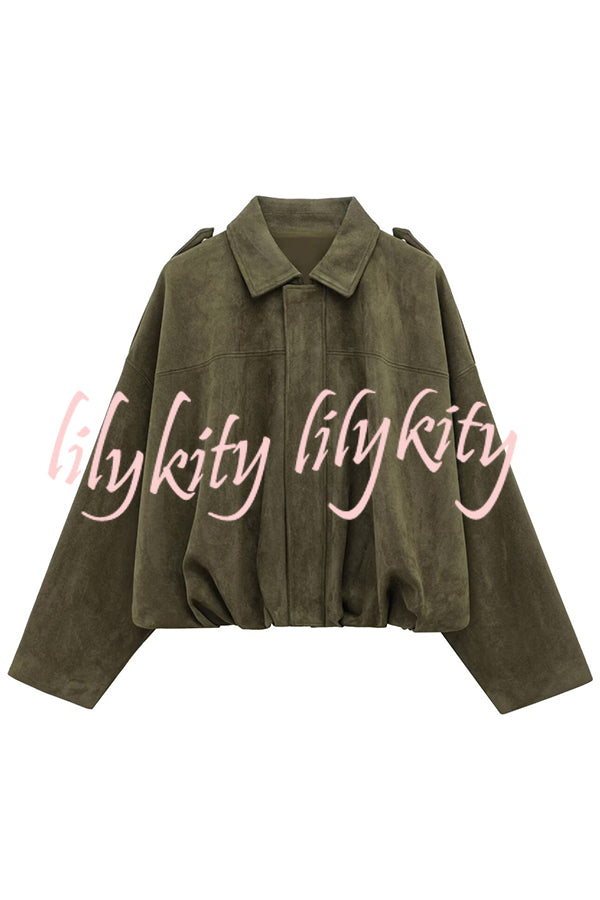 Fashion Lapel Long-sleeved Casual Bomber Jacket
