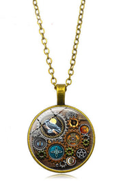 Steampunk Mechanical Time Gem Necklace