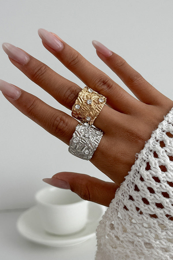 Fashionable Hollow Diamond Irregular Retro Ring