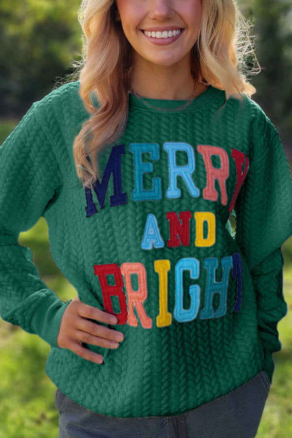 Christmas Letter Print Loose Casual Long-sleeved Sweatshirt