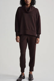 Afternoon Tea Time Turtleneck Side Zipper Sweatshirt and Elastic Waist Pocketed Loose Jogger Set