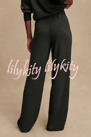 Barker High-Neck Long Sleeve Side Zipper Sweatshirt and Elastic Waist Pocketed Loose Pants Set