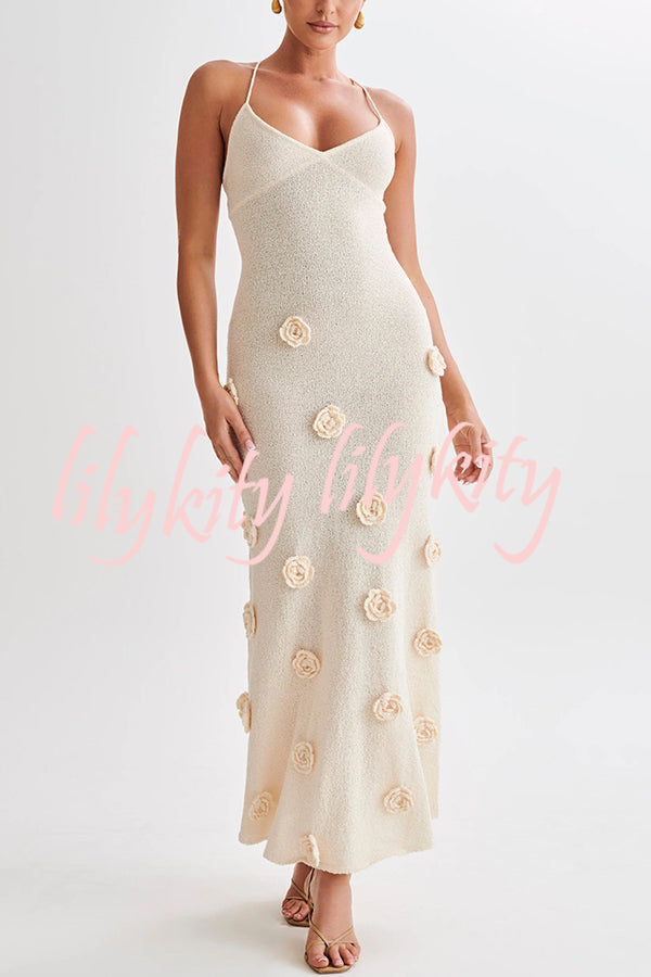 Flowers for Every Occasion Crochet Back Lace-up Maxi Dress